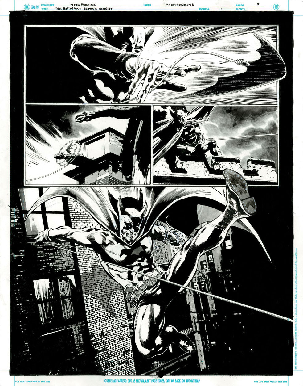 The Bat-Man: Second Knight #1 p.10 - Swinging Off Rooftop!