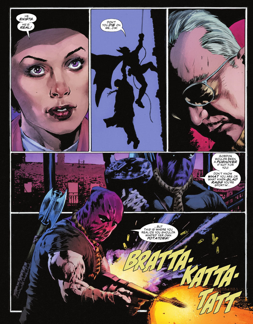 The Bat-Man: Second Knight #1 p.38 - Lois, Bat-Man, Gordon & HANGMAN!