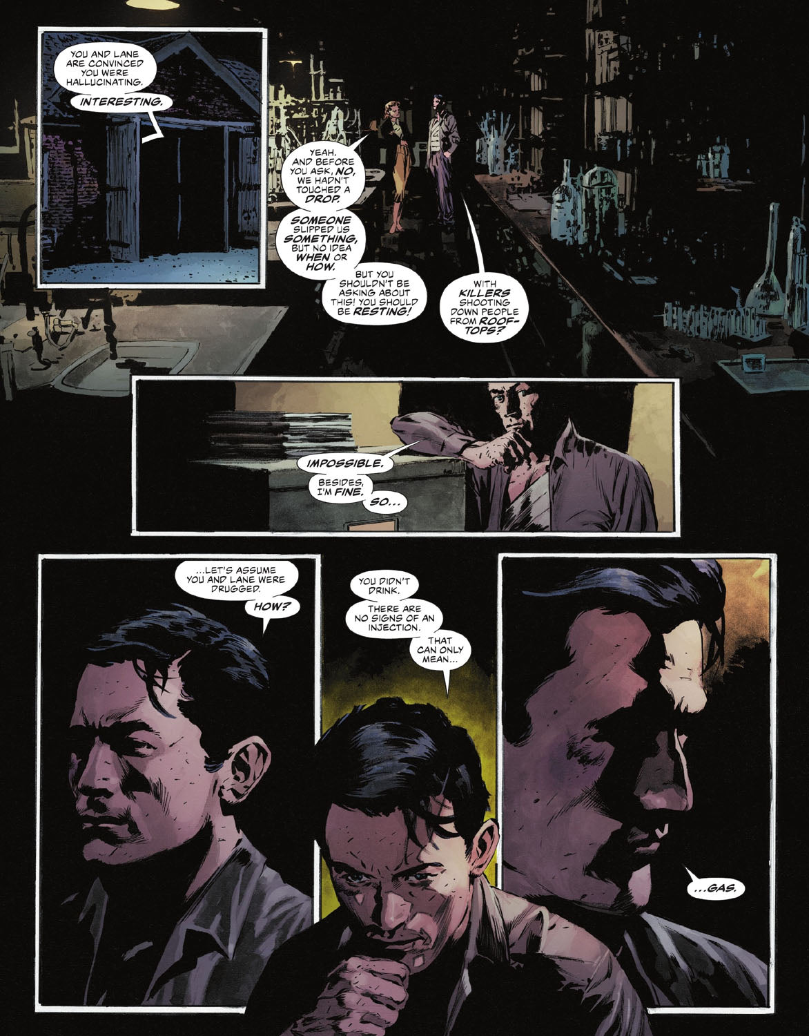 The Bat-Man: Second Knight #2 p.30 - Bruce Deduces Julie & Lois Were Gassed!