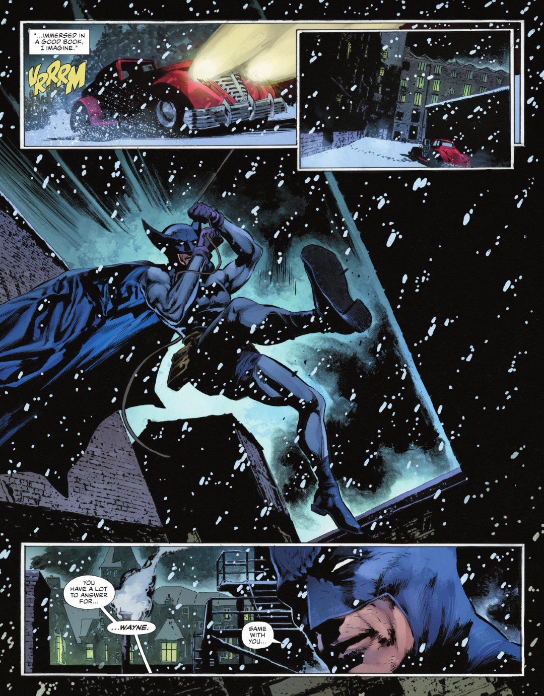 The Bat-Man: Second Knight #3 p.21 - Swinging into the Sleet & Driving Snow!