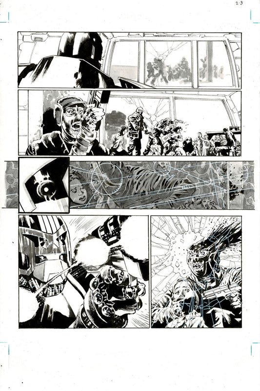 2000AD #2465 p.03 - Derek takes out a perp!