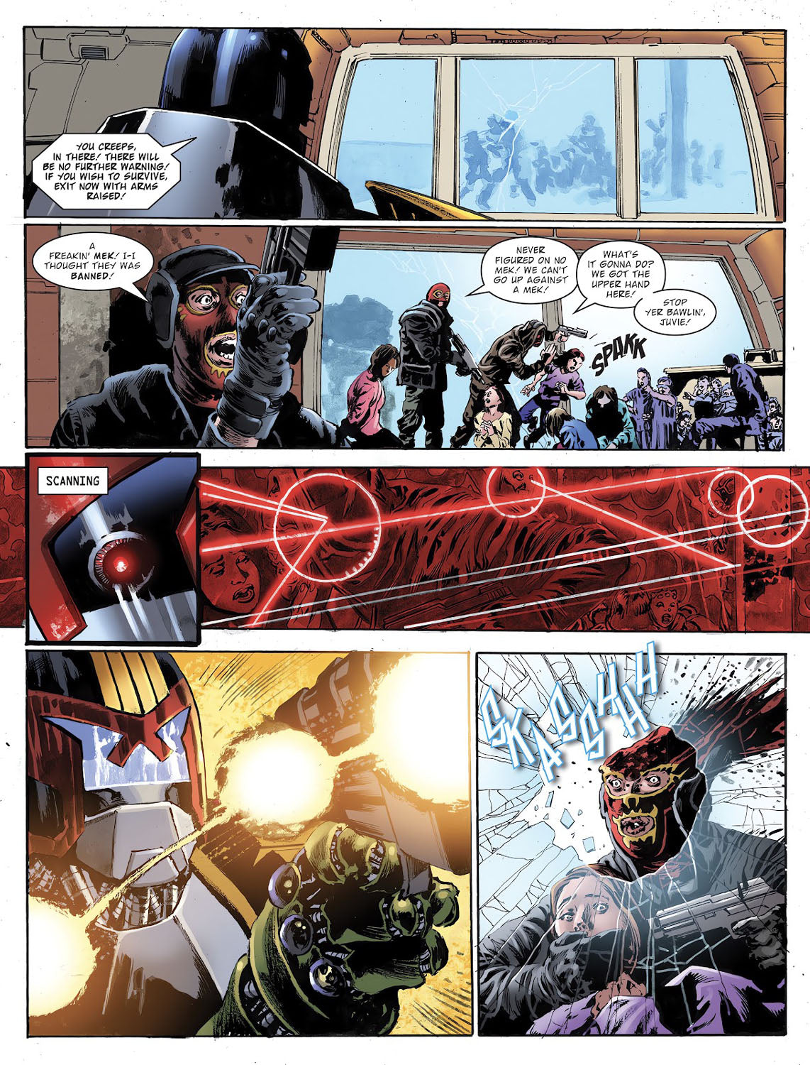 2000AD #2465 p.03 - Derek takes out a perp!