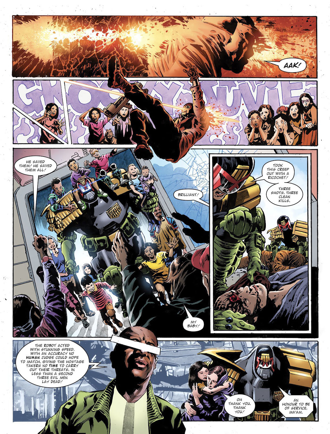 2000AD #2465 p.04 - Derek saves the day (& 12 kids)!