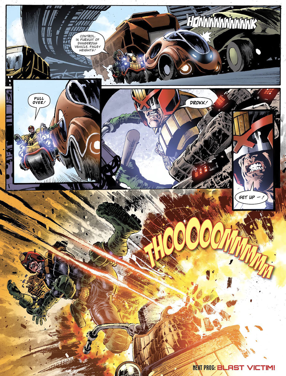 2000AD #2465 p.06 - Explosive Cliffhanger!