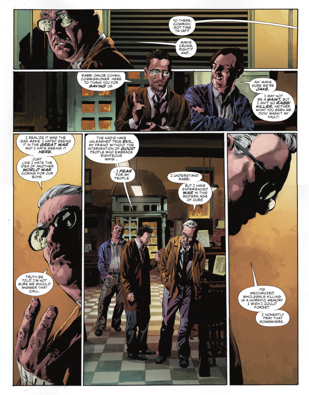 The Bat-Man: Second Knight #3 p.10 - Maxi, Rabbi Cohen & Commissioner Gordon