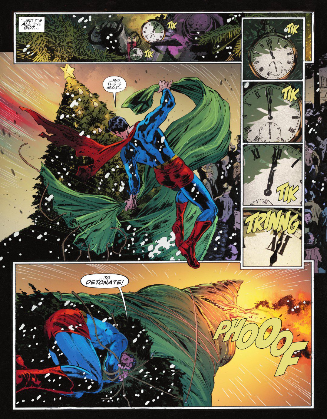 The Bat-Man: Second Knight #3 p.33 - Superman Stops the Christmas Tree Bomb!