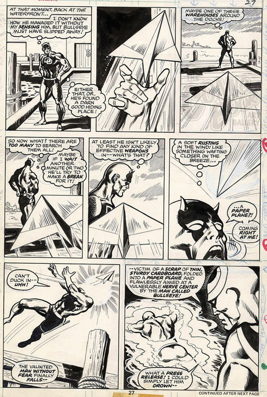 Brown, Bob - Daredevil #141 p.15 - Bullseye's Awesome Precision!