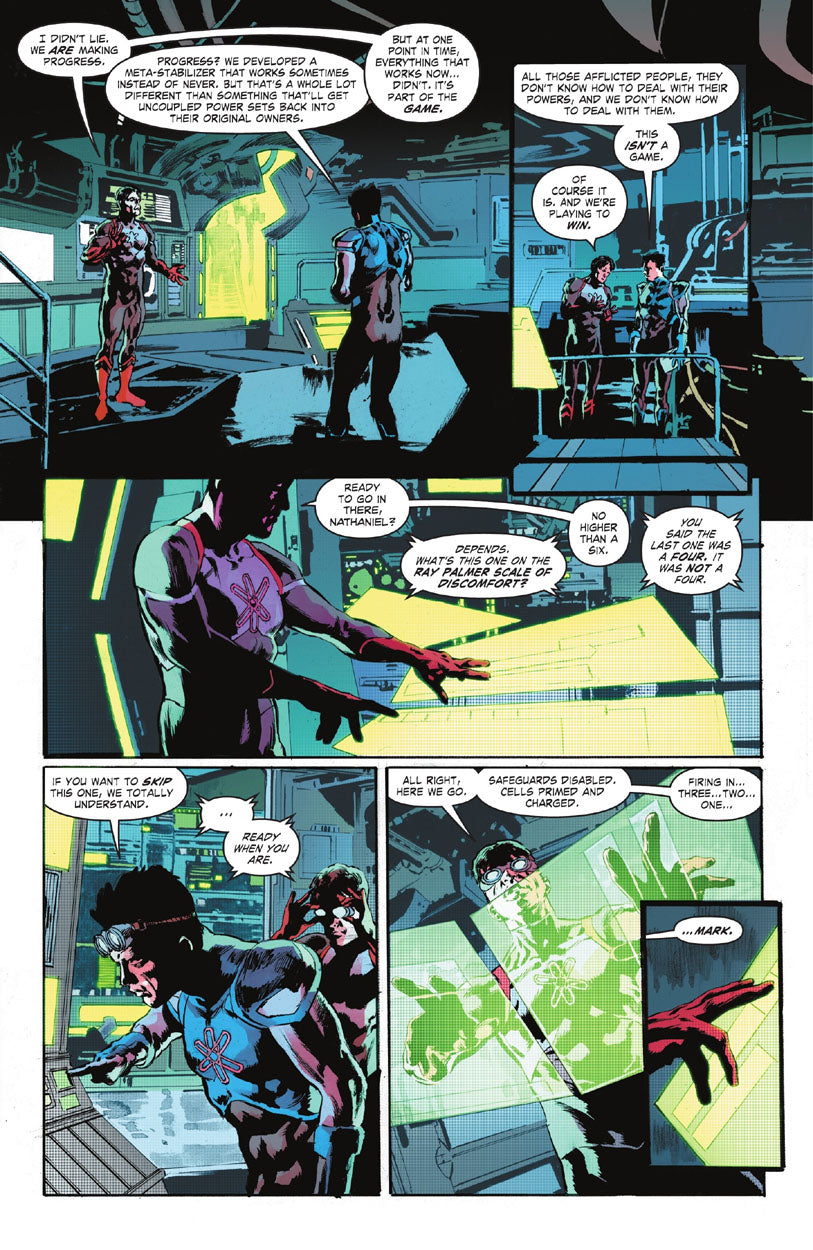 Justice League: The Atom Project #1 p.12 - The Atoms try helping Captain Atom