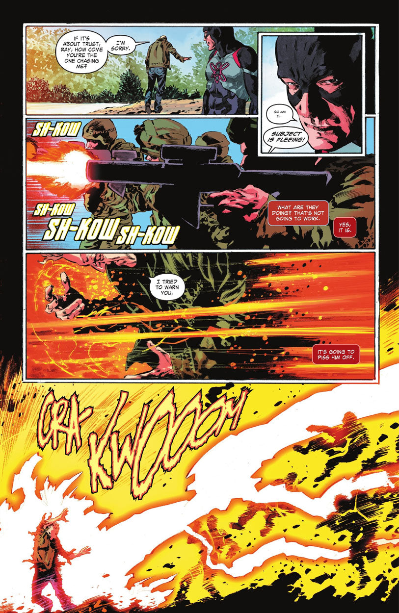 Justice League: The Atom Project #1 p.18 - Captain Atom is fired upon and...