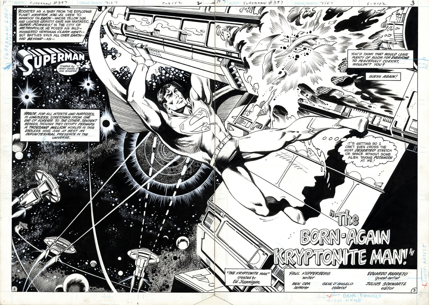Barreto, Eduardo - Superman #397 pgs.2 & 3 Double Page Splash !